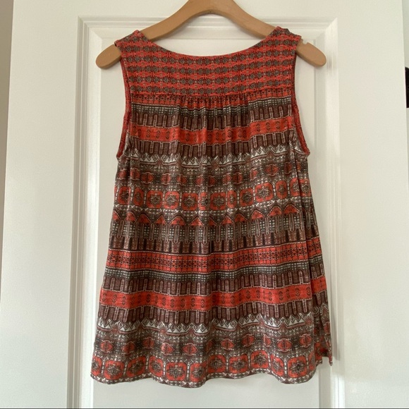 Lucky Brand Boho Peasant Top w Tassels Orange & Ribbed Tank w Lace - Picture 11 of 12